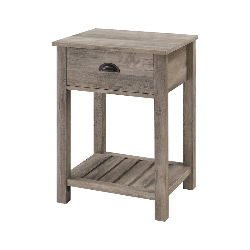 Walker Edison Gray Wash Country Single Drawer Nightstand
