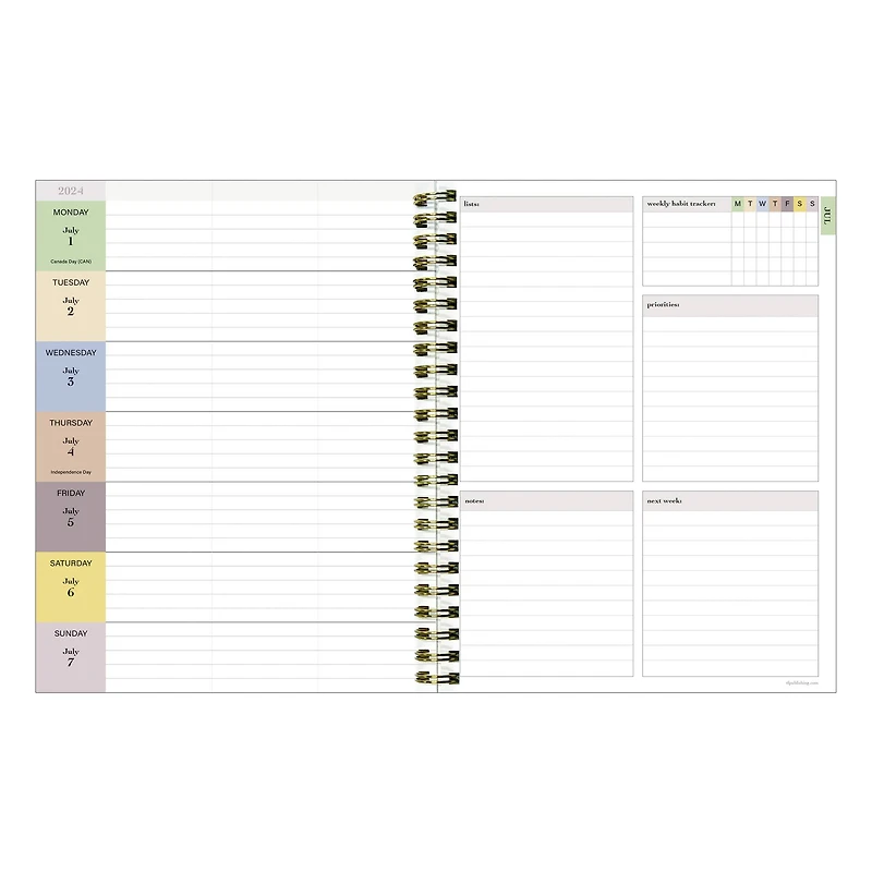 TF Publishing 2024 - 2025 Coastal Flowers Medium Spiral Planner