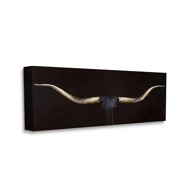 Stupell Industries Bull Horns Shadow Black Brown Animal Painting Canvas Wall Art
