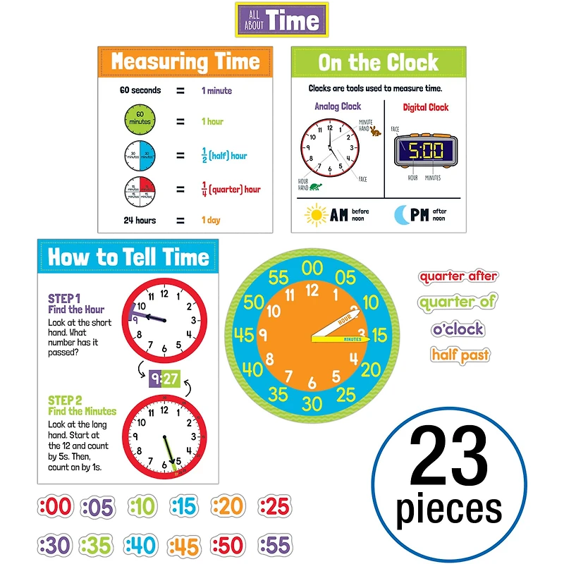 Carson Dellosa Education All About Time Grade 1-5 Bulletin Board Set
