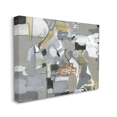 Stupell Industries Gray & Brown Abstract Shapes Canvas Wall Art