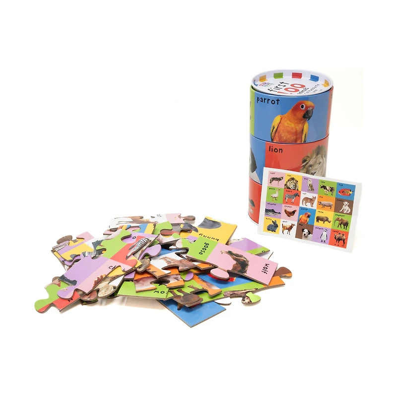 First 100 Animals Mix & Match Puzzle Tin: 24 Pcs