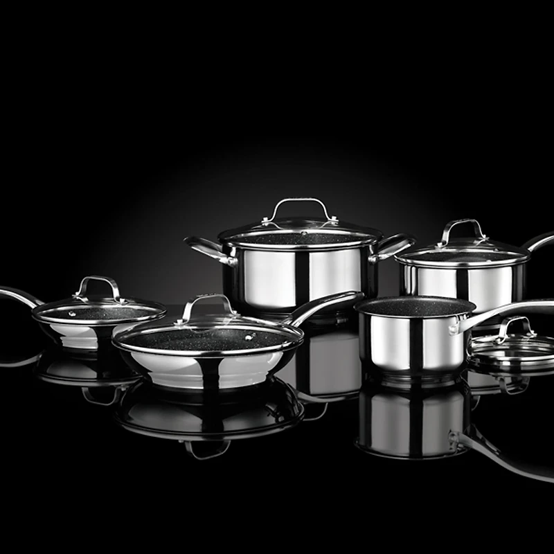Stainless Steel Non-Stick 10-Piece Cookware Set With Stainless Steel Handles