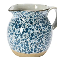 Hello Honey® 5.2" Blue & White Floral Hand-Painted Country-Style Stoneware Pitcher