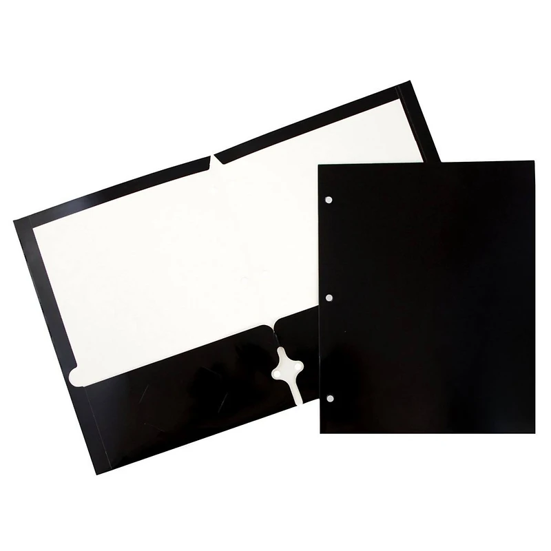 JAM Paper Laminated 2-Pocket Glossy 3-Hole Punch School Folders