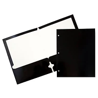 JAM Paper Laminated 2-Pocket Glossy 3-Hole Punch School Folders