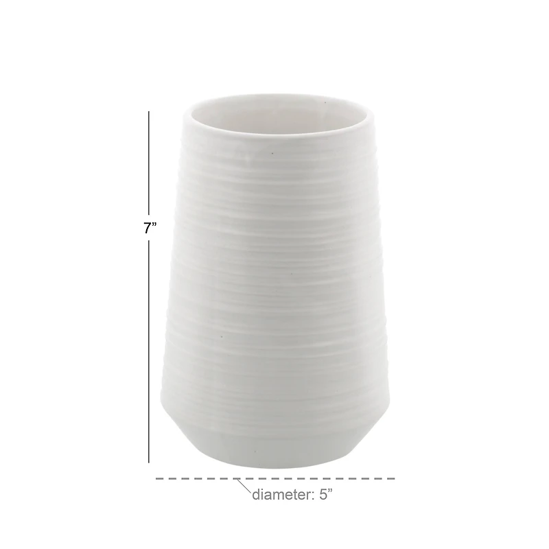 CosmoLiving by Cosmopolitan 7" White Porcelain Contemporary Vase