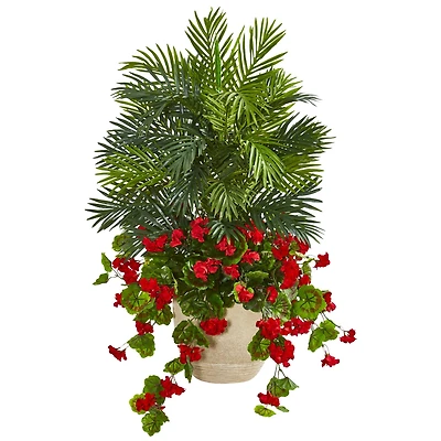 3.5ft. Geranium & Areca Palm Artificial Plant