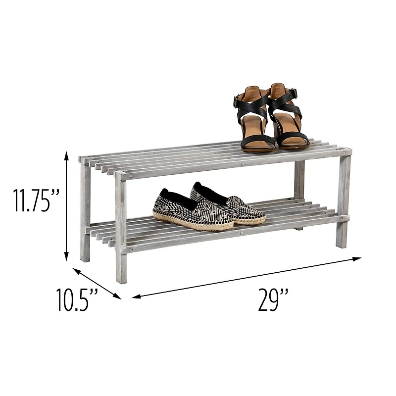Honey Can Do Gray 2-Tier Wood Shoe Rack
