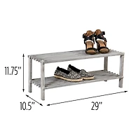 Honey Can Do Gray 2-Tier Wood Shoe Rack