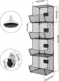 Black 4-Tier Rolling Fruit Cart
