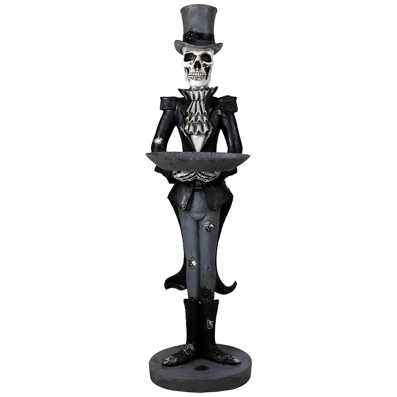 Skeleton Butler Holding Tray Halloween Figure - 4.5'