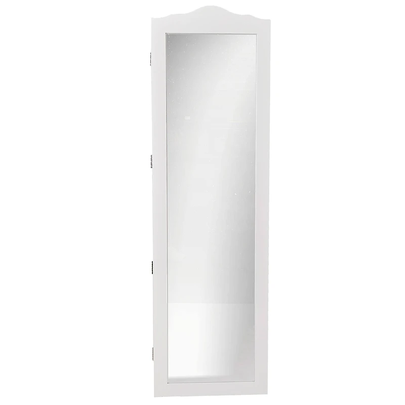 Mind Reader White Wall Mounted Full Length Mirror Jewelry Organizer