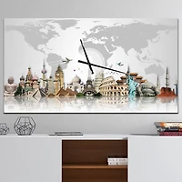 Designart Famous Monuments Across World Rectangular Wall Clock