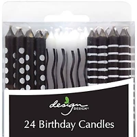 JAM Paper Black & White Birthday Candle Sticks, 24ct.