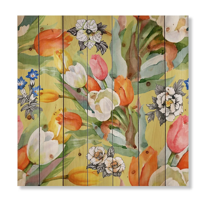 Designart - Blooming White and Orange Tulips I