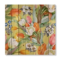 Designart - Blooming White and Orange Tulips I