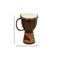 12" Brown Eclectic Mahogany Drum Sculpture