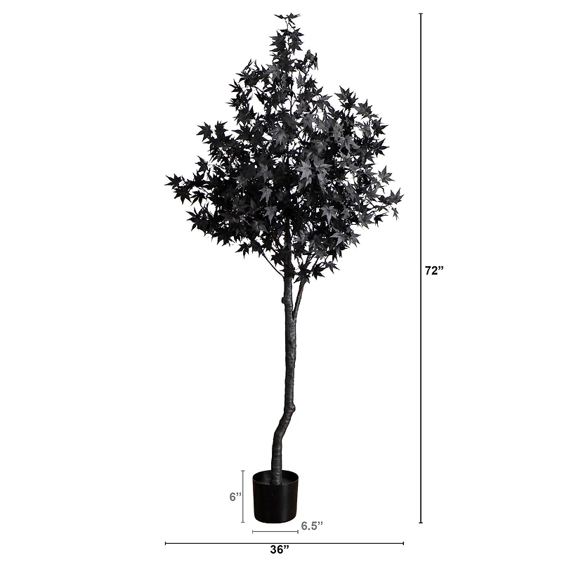 6ft. Pre-Lit Artificial Halloween Black Maple Tree with 300 Orange & Purple LED Lights