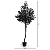 6ft. Pre-Lit Artificial Halloween Black Maple Tree with 300 Orange & Purple LED Lights