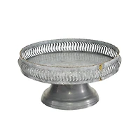 Set of 2 Grey Metal Farmhouse Cake Stand, 16", 12"