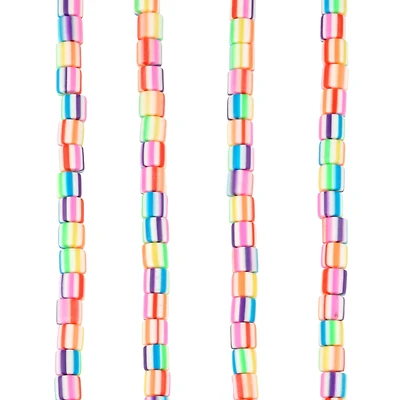 Multicolor Striped Clay Tube Beads, 5.8mm by Bead Landing™
