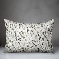 Pine Greenery on White Rectangle Throw Pillow