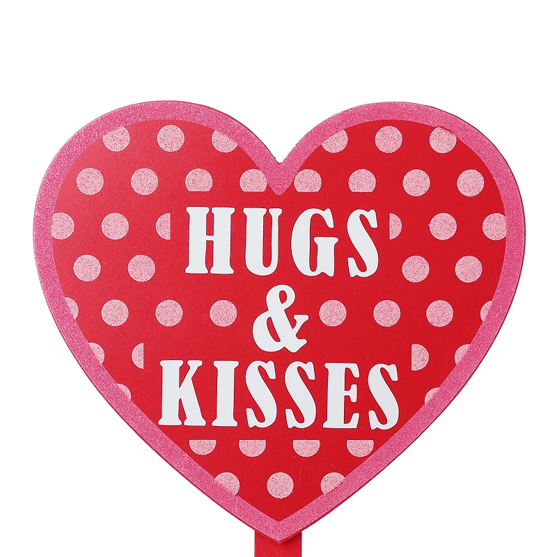 Glitzhome® 15" Wooden Heart-Shaped Valentine's Yard Stakes Set