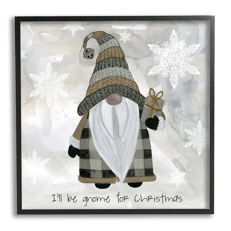 Stupell Industries Gnome For Christmas Phrase Framed Giclee Art