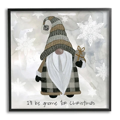 Stupell Industries Gnome For Christmas Phrase Framed Giclee Art