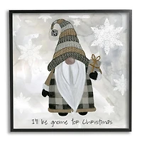 Stupell Industries Gnome For Christmas Phrase Framed Giclee Art