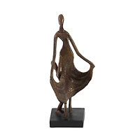 Traditional Bronze Polystone Mother and Child Sculpture, 5" x 13" x 5"