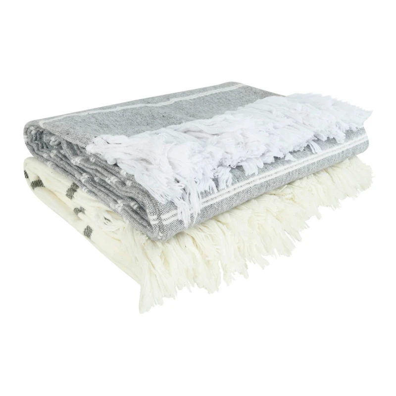 Hello Honey® Striped Brushed Cotton Throw Blanket Set