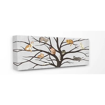 Stupell Industries Cats In The Tree Animal Pet Black Grey Painting Canvas Wall Art