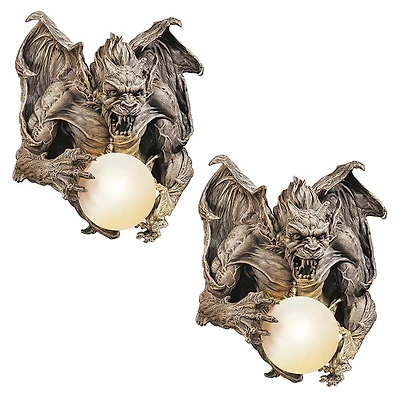 Design Toscano 17" Merciless The Gargoyle Lighted Wall Sculpture Set