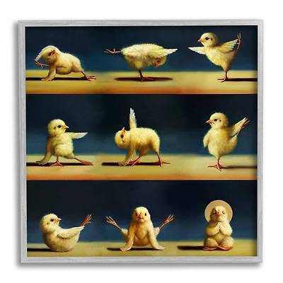 Stupell Industries Yoga Chicks Stretching Farm Animals Funny Exercise Painting Framed Wall Art