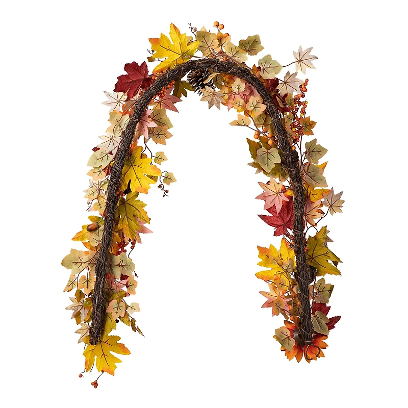 Glitzhome® 6ft. Fall Sunflower, Maple Leaf & Berry Garland