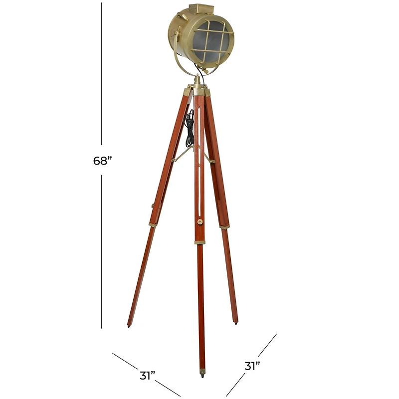 Brown Stainless Steel Spotlight Floor Lamp 31" x 31" x 68"