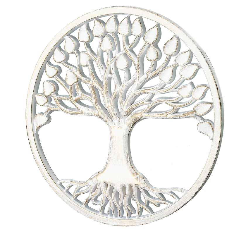 American Art Décor™ 15.5" Tree of Life Medallion Boho Wall Art with White with Gold Accents