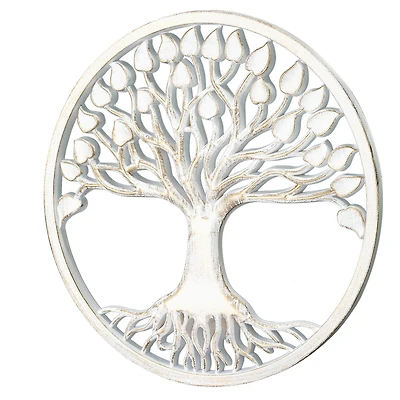 American Art Décor™ 15.5" Tree of Life Medallion Boho Wall Art with White with Gold Accents