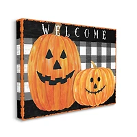 Stupell Industries Festive Halloween Welcome Happy Pumpkins Canvas Wall Art