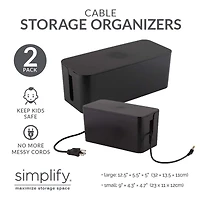 Simplify Black Cable Organizer Boxes, 2ct.
