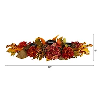 6" Fall Hydrangea, Lotus Seed & Berries Candelabrum