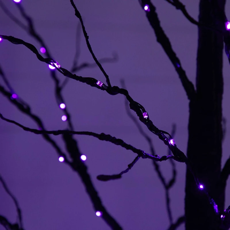 8ft. Pre-Lit Halloween Black Twig Artificial Tree with 510 Orange & Purple LED Lights
