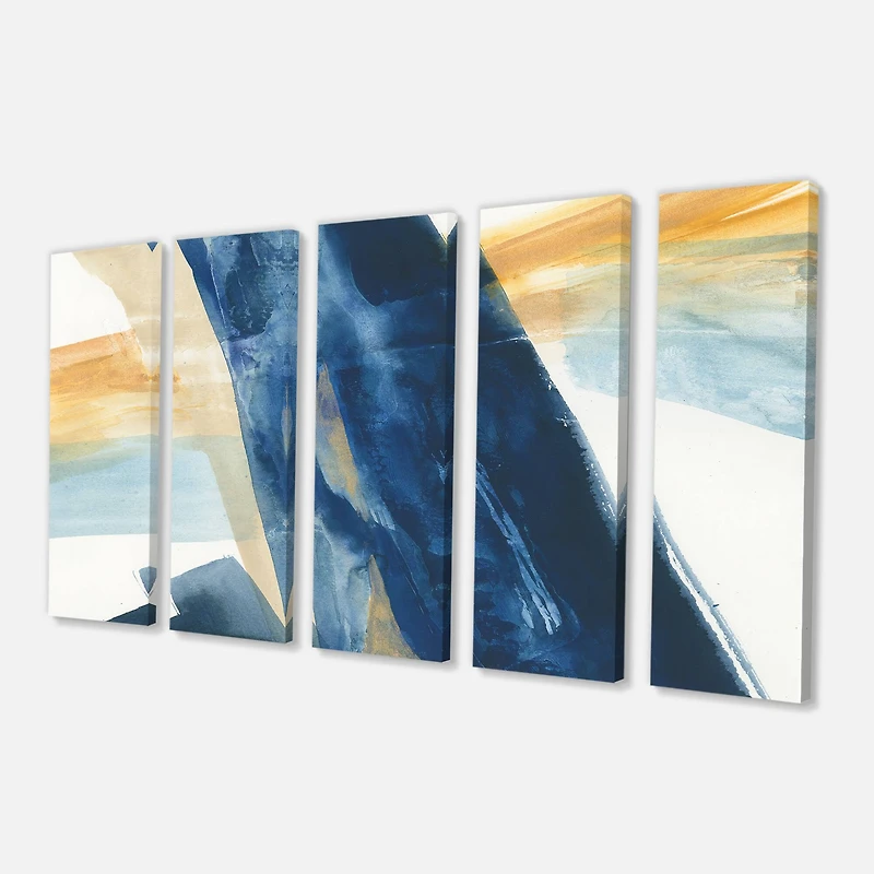 Designart - Indigo Panel I - Glam Modern Premium Canvas Wall Art
