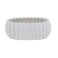 Set of 3 White Stoneware Traditional Planter, 9", 13", 17"