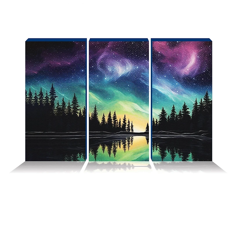 ArtSkills® Brilliant Art Northern Lights Triptych Stretched Canvas Diamond Painting Kit