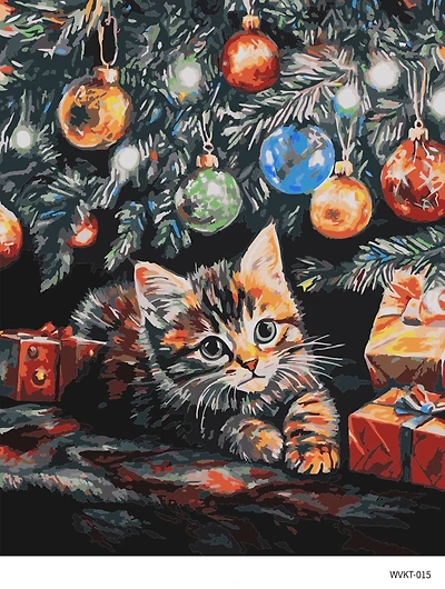 16" x 20" Kitten & Christmas Tree Paint-by-Number Kit by Artist's Loft™