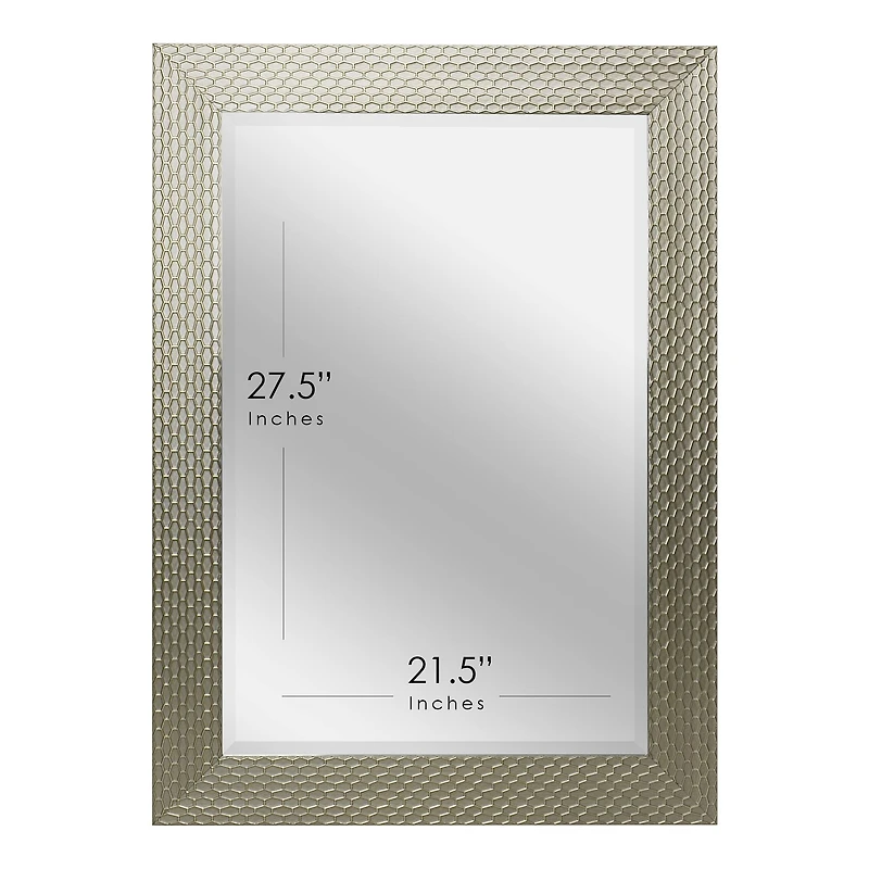 Head West Honeycomb Champagne Silver Beveled Glass Wall Mirror