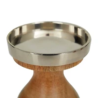 Silver Wood Candle Holder Set